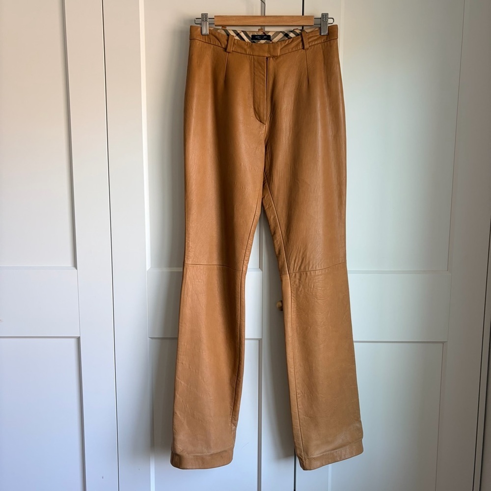 Burberry Tan/Camel Leather Woman’s  Pants | 42 2/4